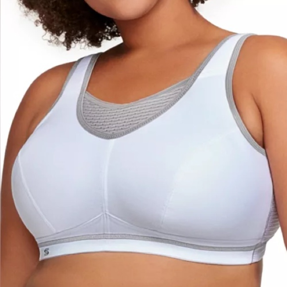 Glamorise Elite‎ Sports Bra No Bounce White and Gray size 36F